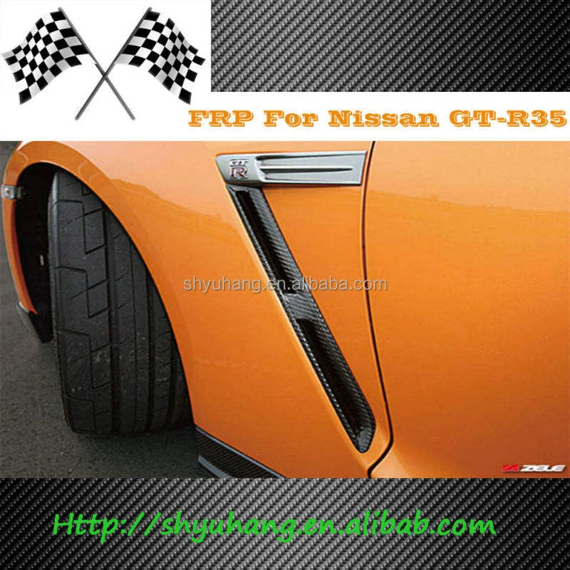 Glossy Carbon Fiber OEM Style Front Fender Vents Side Air Duct Grille for Nissan Skyline GTR R35 2009-2023 Upgrades Pair