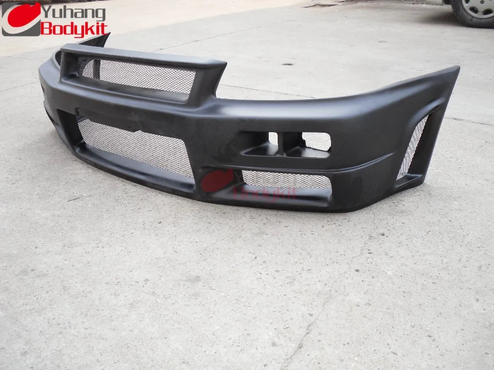 New High Quality Yuhang Black Front Bumper FRP for Skyline R34 GT-R (2008-) with Excellent Fitment