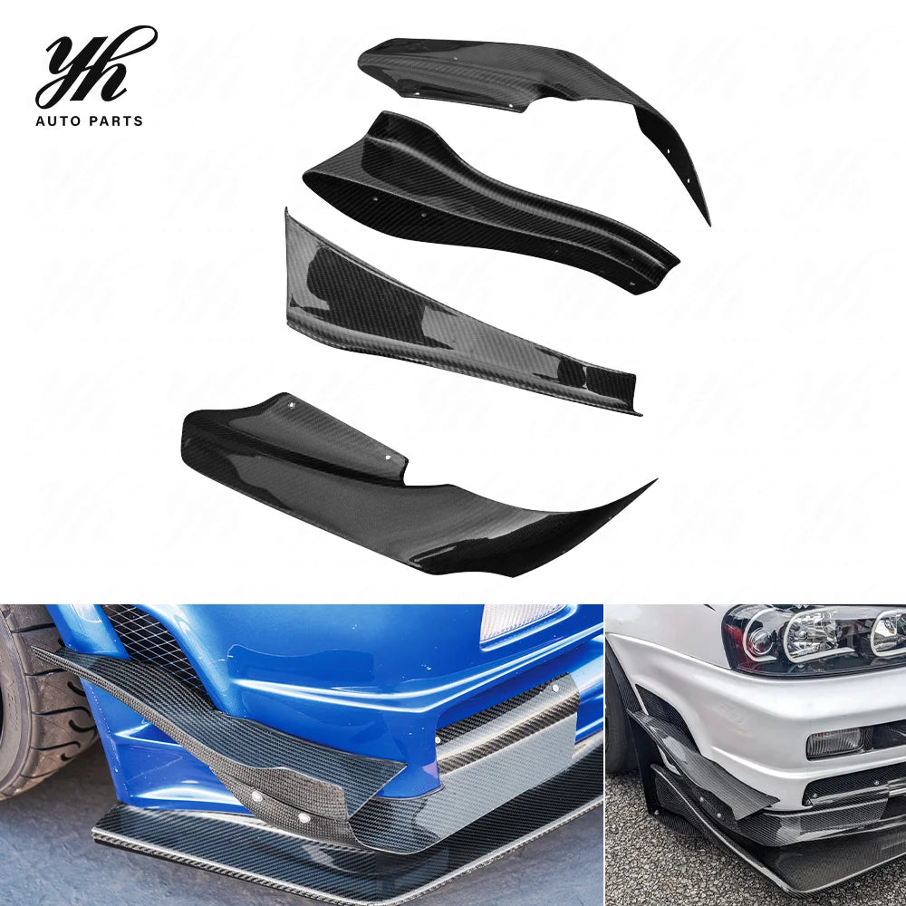 Bodykit Carbon Fiber CF Front Bumper Canard Splitter Valance 4pcs for Skyline R33 GTR Border