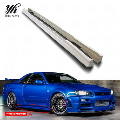 Glass Fiber Side Skirt Extension Spat Extension Addon 189cm Fit for FRP 1999-2002 Skyline R34 GTR  NI Style