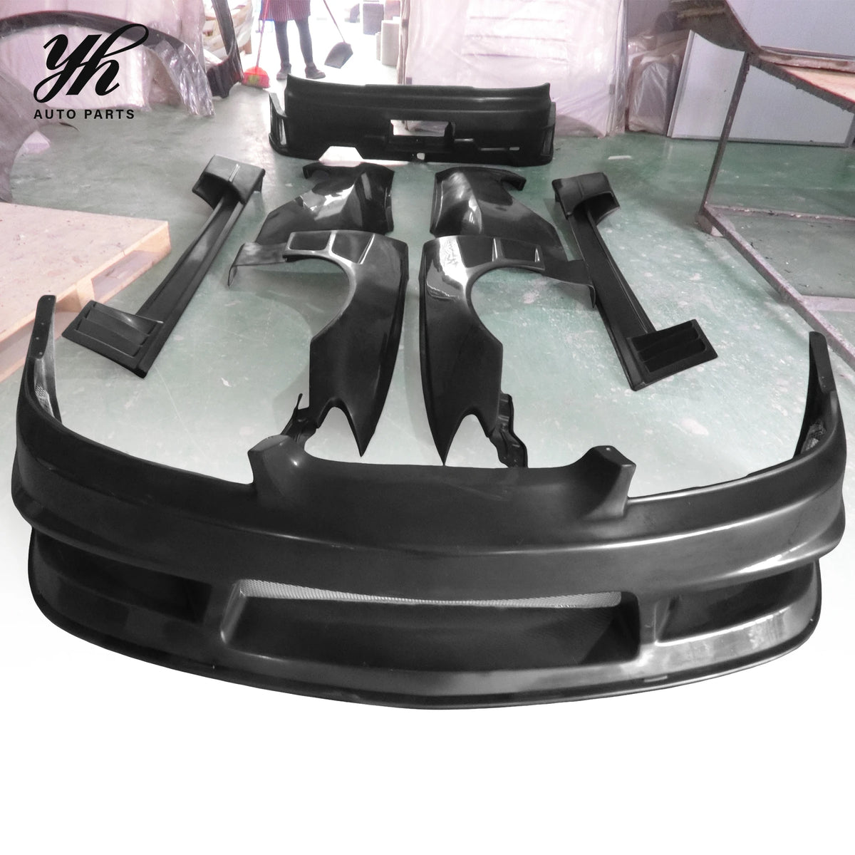 FRP S15 Complete Bodykit Front Rear Bumper Side Skirts for Nissan Silvia S15 Coupe Spec-R 1999-2002 Tuning Parts