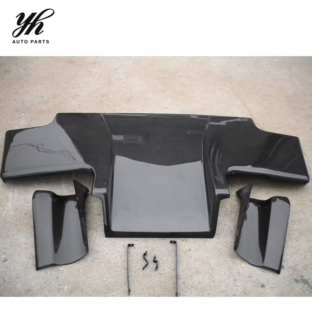 Glass Fiber GFRP Rear Diffuser 3pcs with Metal Fitting Accessories Kit Fit for 1995-1998 Skyline R33 GTR TS Top-Secret