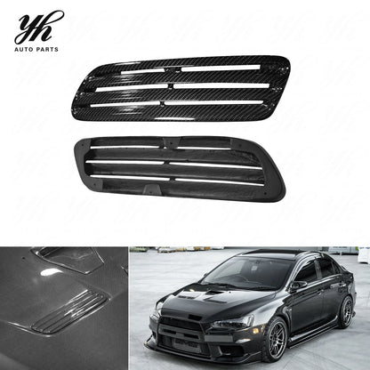 For 2008-2012 Lancer Evolution EVO 10 X OEM Style  Hood Side Vents  Carbon Fiber