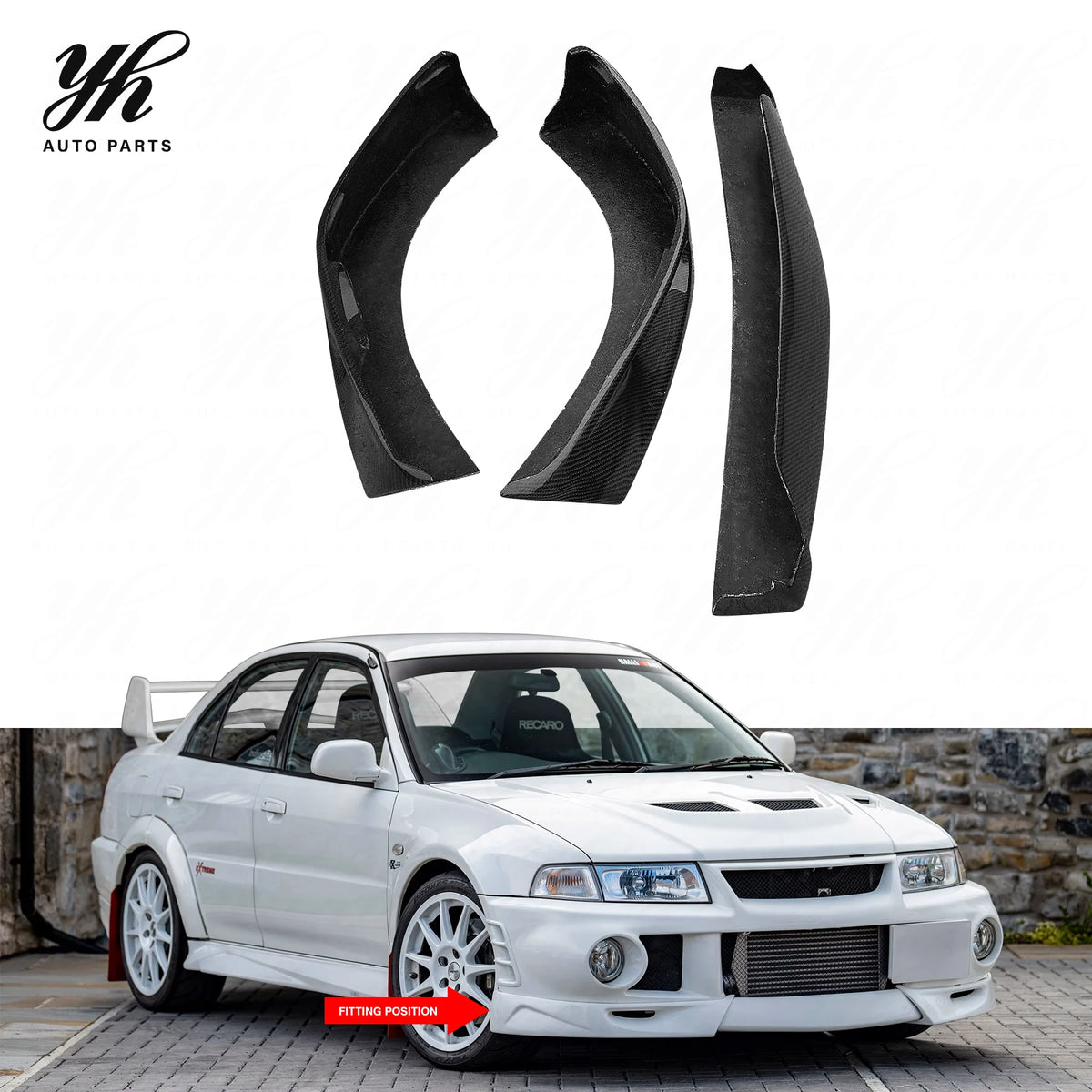 For Car Front Lip (3pcs) for Evolution Evo 6 Limited Edition Extreme Style Carbon Fiber and Glass Fiber