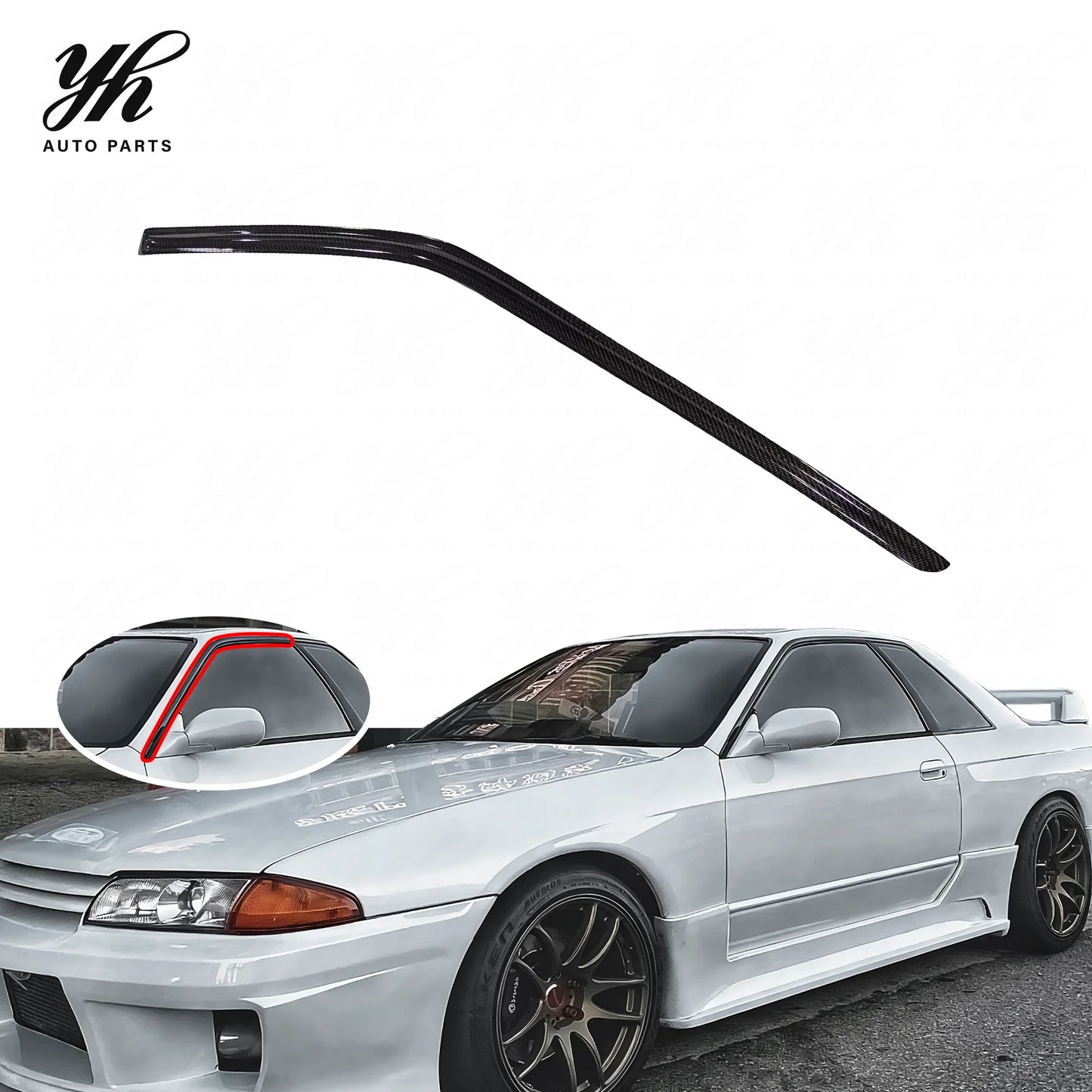 Carbon Fiber CF Wind Window Rain Deflector Visor Fit for 1989-1994 Skyline R32 GTS GTR
