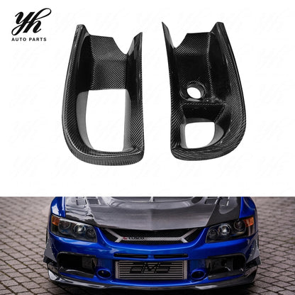 For 2006-2007 Lancer Evolution 9 RA Style Front Bumper Oil Clean Guide & Air Duct Carbon Fiber Black