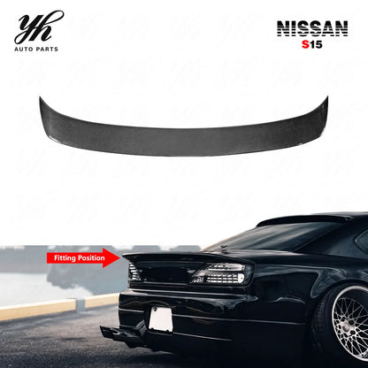 For 1999-2002 S15 Silvia DM Style Duckbill Trunk Spoiler Rear Wing High Gloss Finish 3k Twill Weave Perfect Fitment