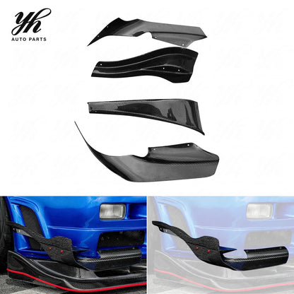 Bodykit Carbon Fiber CF Front Bumper Canard Splitter Valance 4pcs for Skyline R33 GTR Border