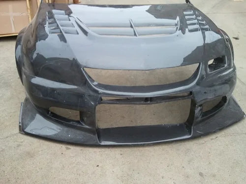 EVO 8 9 FRONT BUMPER VC STYLE CARBON FIBER Bonnet Front Fender Combined Set for Mitsubishi Lancer 1998-2001 Glossy Smooth Finish