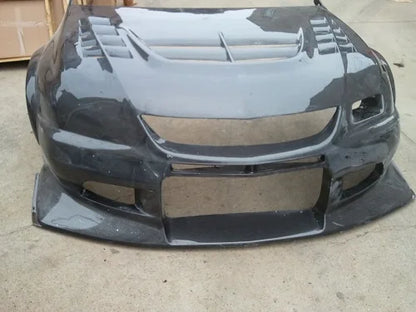 EVO 8 9 FRONT BUMPER VC STYLE CARBON FIBER Bonnet Front Fender Combined Set for Mitsubishi Lancer 1998-2001 Glossy Smooth Finish