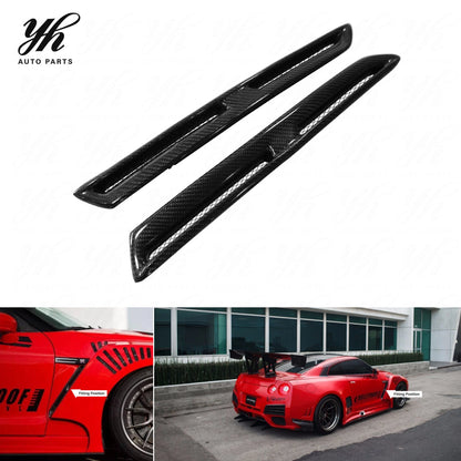 Glossy Carbon Fiber OEM Style Front Fender Vents Side Air Duct Grille for Nissan Skyline GTR R35 2009-2023 Upgrades Pair