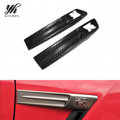 Glossy Carbon Fiber GTR Logo Badge Shell Protector 2Pcs Set for Nissan GTR R35 Exterior Styling Decoration Parts