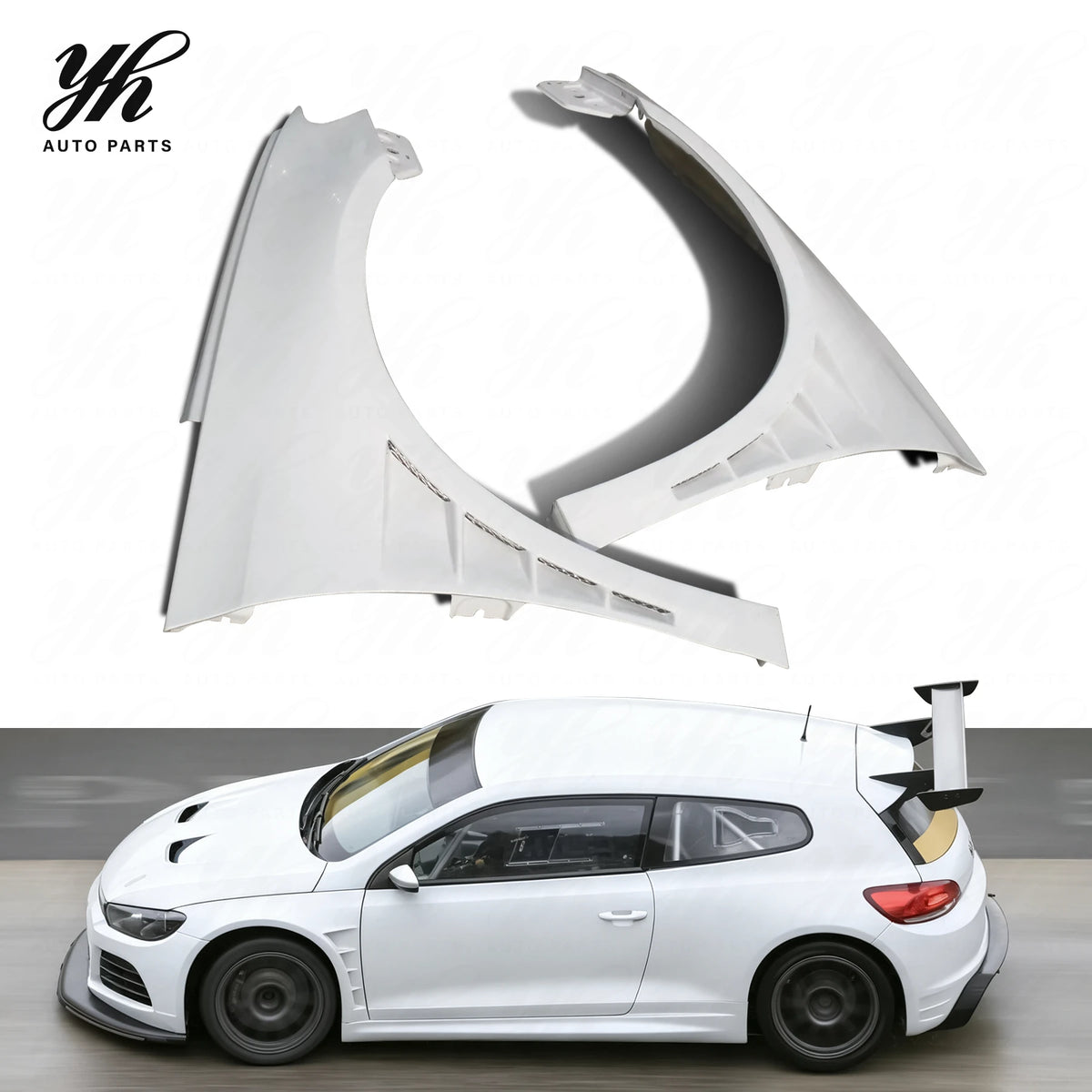 FRP Front Fender Vented Wing Left Right Pair for Volkswagen VW Scirocco R Cup Racing Body Parts 2008-2017 Kit Accessories