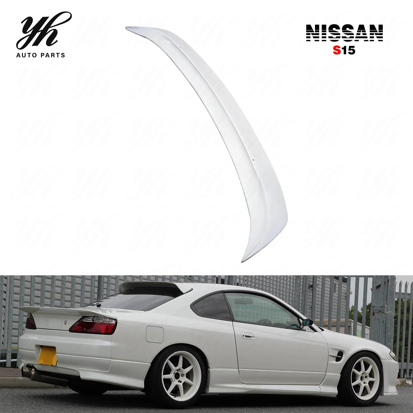 High Glossy Finish Glass Fiber Duckbill Trunk Spoiler Rear Wing White High Quality 1999-2002 200SX NISSAN S15 Silvia DM 1