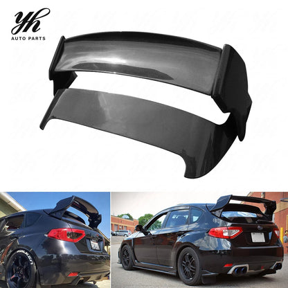 YH Carbon Fiber Black 3k Twill Weave High Gloss Rear Spoiler Double Decks for 2008-2010 Subaru Impreza GRB WRX STI