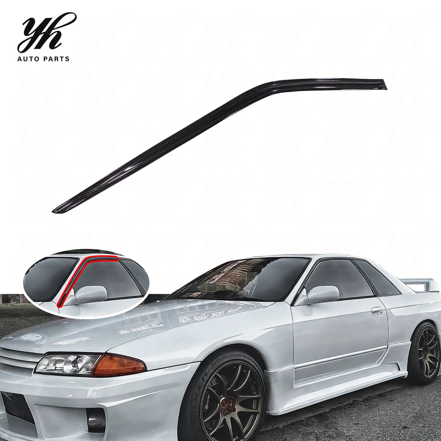 Carbon Fiber CF Wind Window Rain Deflector Visor Fit for 1989-1994 Skyline R32 GTS GTR