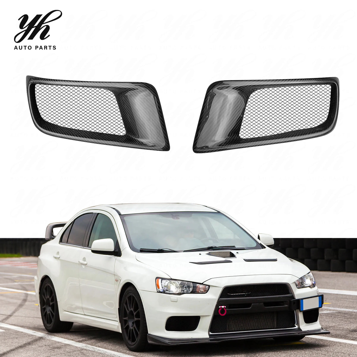 FOR 08-09  Evolution Evo X 10 Cz4a Carbon Fiber Ralliart Style Front Bumper Air Duct Intake Vent