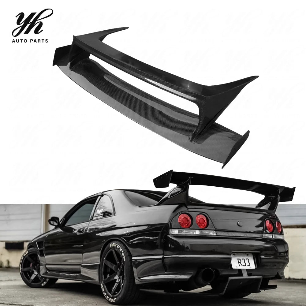 Gloss Black Rear GT Wing for Nissan Skyline R33 GTS Carbon Fiber Spoiler GTR BCNR33 Bee*R Style Drift Performance Body Kit