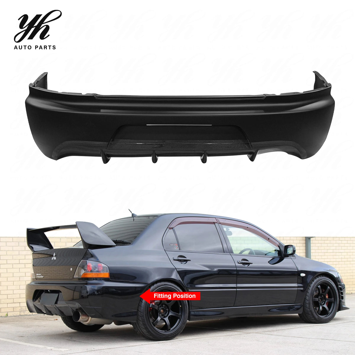 Yuhang Gloss Black Carbon Fiber Rear Bumper Body Kit for Mitsubishi Lancer Evolution 8 9 EVO IX CT9A Performance Parts