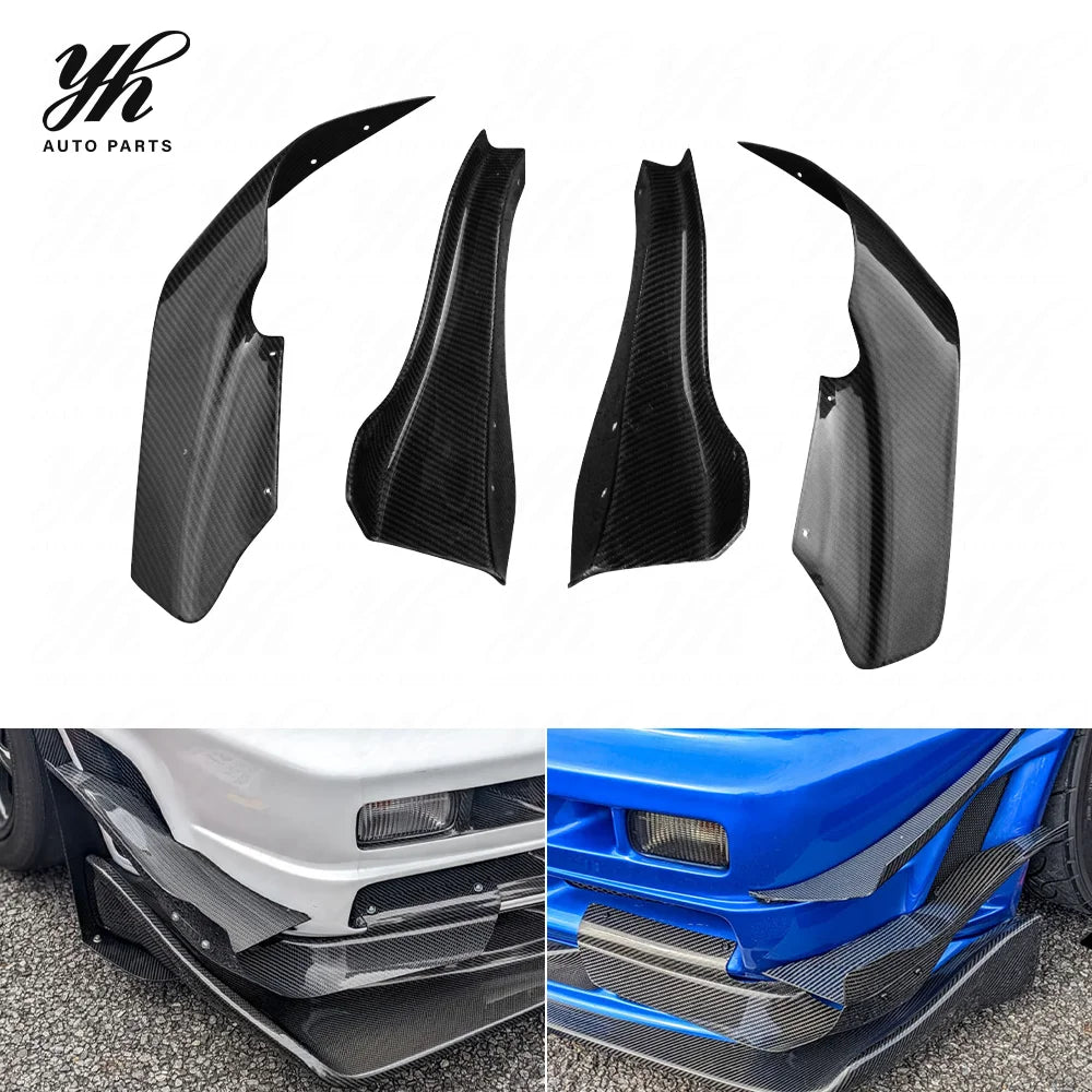 Bodykit Carbon Fiber CF Front Bumper Canard Splitter Valance 4pcs for Skyline R33 GTR Border