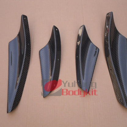 CF Carbon Fiber Front Bumper Canards for 2008-2010 Lancer Evolution 10 X Splitter