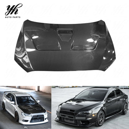 OEM Replacement Carbon Fiber Hood Bonnet CF Body Parts for 2008-2012 Lancer Evolution EVO 10 X