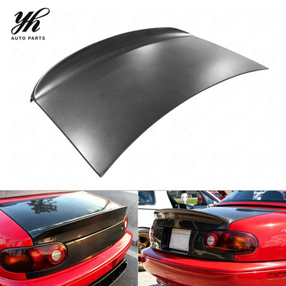 Glossy Carbon Fiber Trunk Lid with Integrated Ducktail Spoiler Boot Cover for Mazda Miata MX-5 MX5 NA 1989-1997