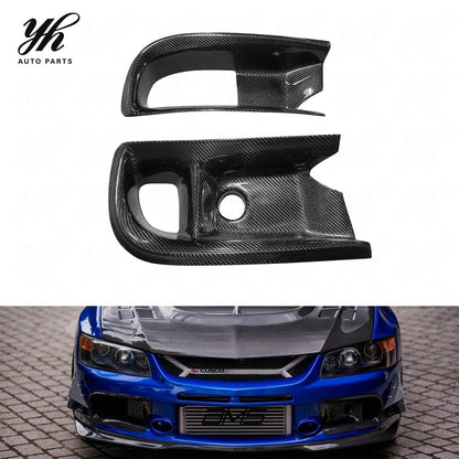 For 2006-2007 Lancer Evolution 9 RA Style Front Bumper Oil Clean Guide & Air Duct Carbon Fiber Black