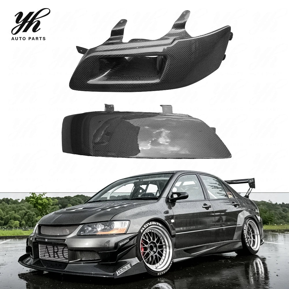 Glossy Carbon Fiber Rear Headlight Covers LHS RHS Lamp Shell for Mitsubishi Lancer Evolution EVO 7 8 9 VII VIII IX CT9A Pair