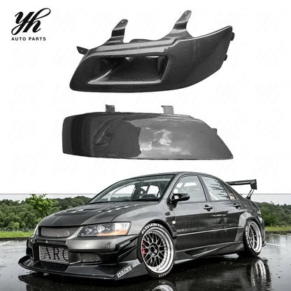 Glossy Carbon Fiber Rear Headlight Covers LHS RHS Lamp Shell for Mitsubishi Lancer Evolution EVO 7 8 9 VII VIII IX CT9A Pair