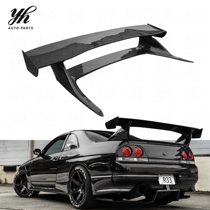Gloss Black Rear GT Wing for Nissan Skyline R33 GTS Carbon Fiber Spoiler GTR BCNR33 Bee*R Style Drift Performance Body Kit