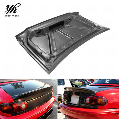 Glossy Carbon Fiber Trunk Lid with Integrated Ducktail Spoiler Boot Cover for Mazda Miata MX-5 MX5 NA 1989-1997