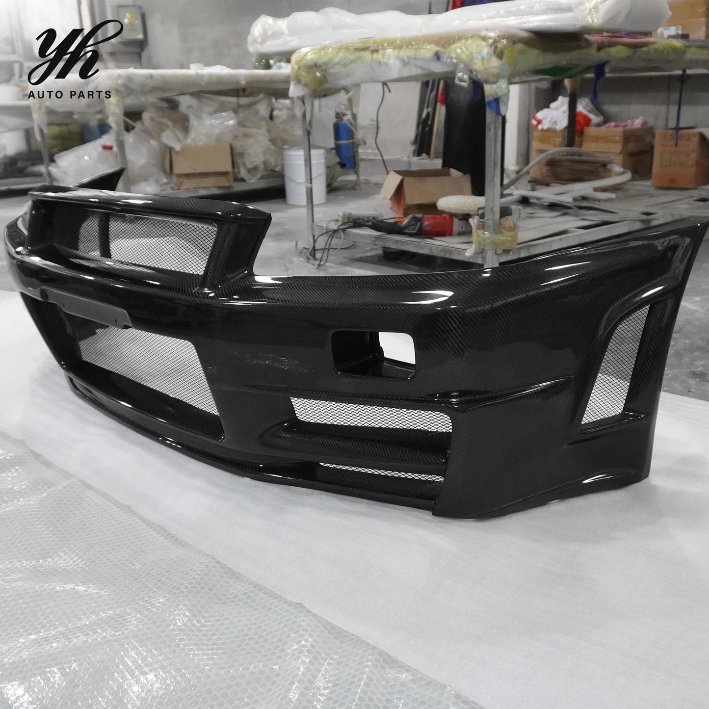 Yuhang Black Carbon Fiber Front Bumper for Skyline R34 GTR Z-Tune Type with 100% Fitment