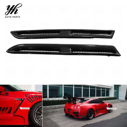 Glossy Carbon Fiber OEM Style Front Fender Vents Side Air Duct Grille for Nissan Skyline GTR R35 2009-2023 Upgrades Pair