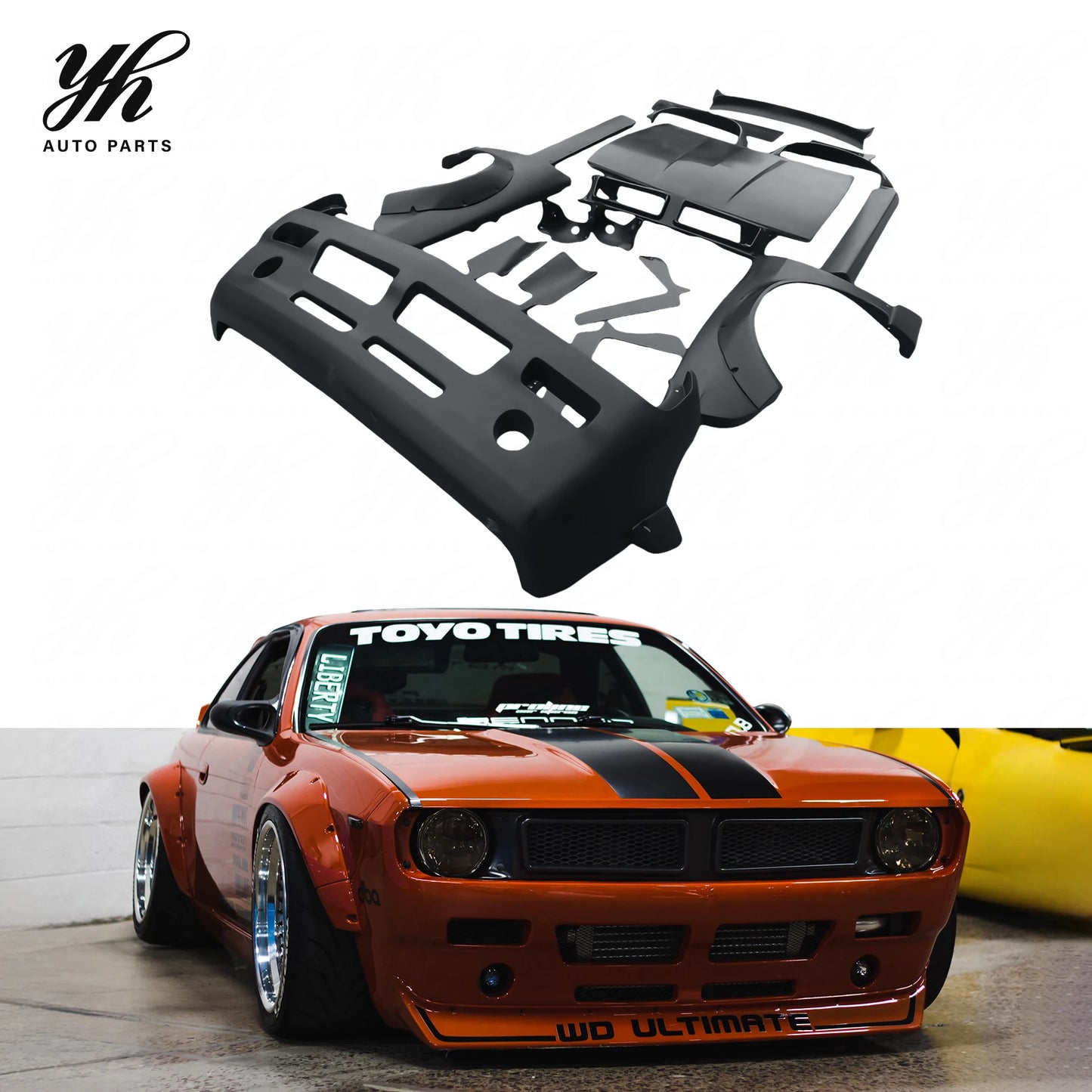Rocket Bunny Carbon Fiber Glass Fiber Finish Body Kit Bumper Fender Spoiler for S14 (1993-1999) Black High Quality Easy