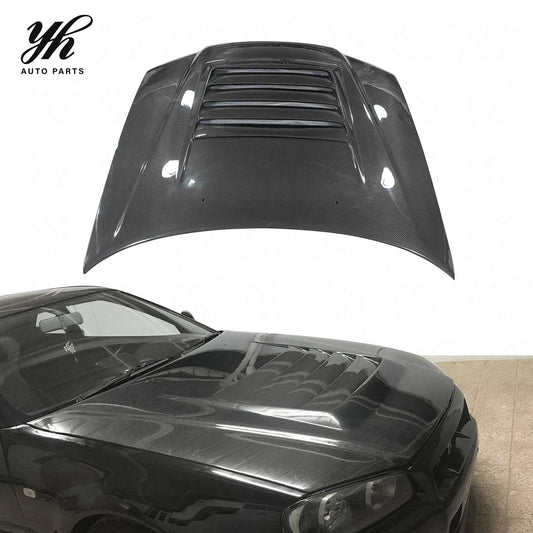 For R34 GTR NI Style Carbon Fiber Hood CF