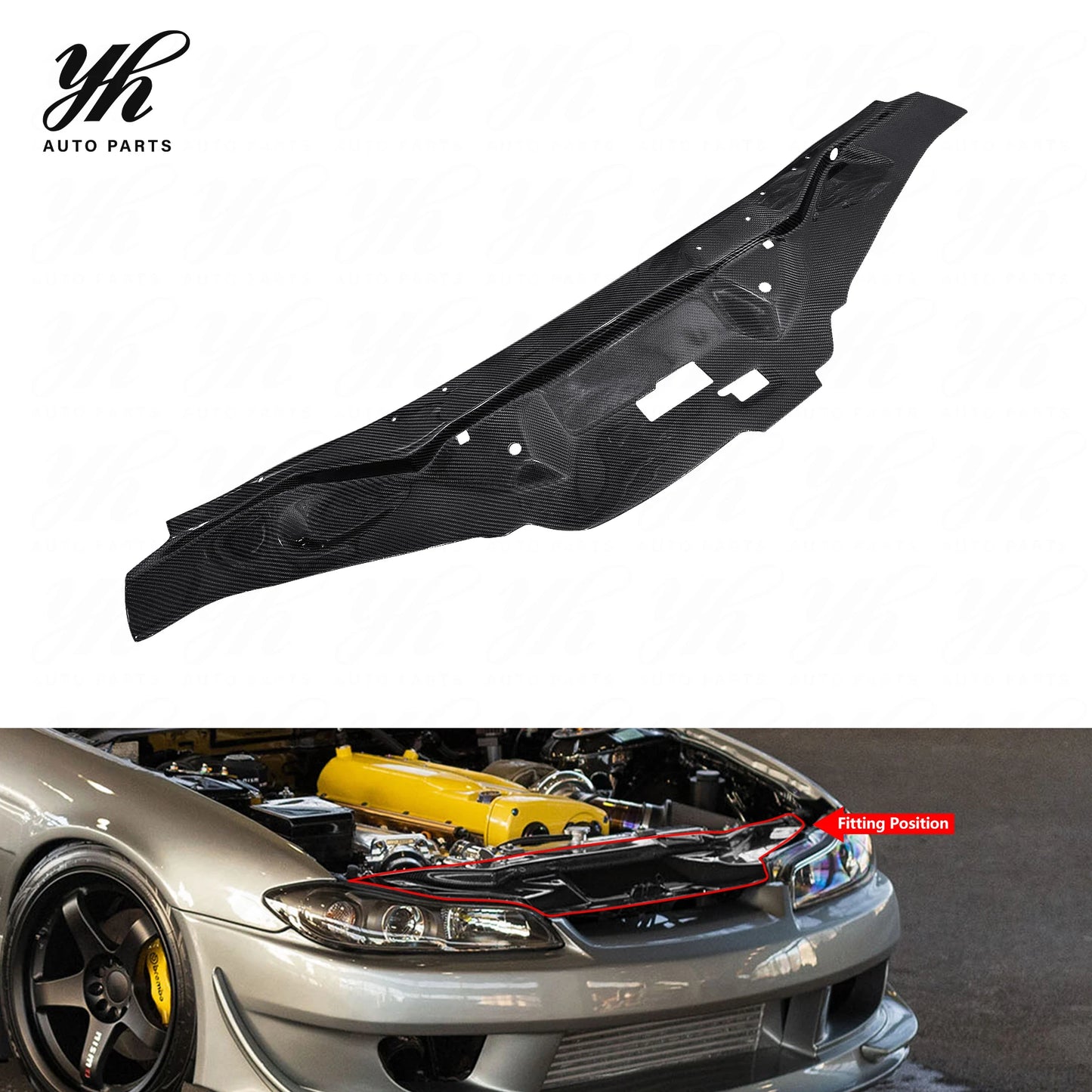 OEM Black for 1997-1998 Nissan S14A Silvia Kouki 200SX 240SX  Garage Defend Cooling Panel Carbon Fiber