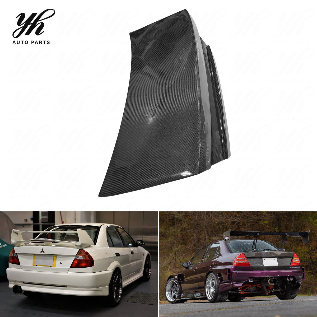 Perfect Fitment Black Carbon Fiber Rear Trunk Lid Cover for Mitsubishi Lancer Evolution 4 5 6 EVO4 EVO5 EVO6 Upgrades