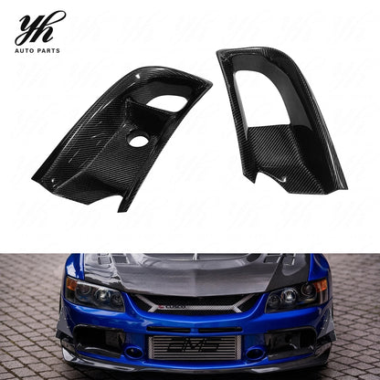 For 2006-2007 Lancer Evolution 9 RA Style Front Bumper Oil Clean Guide & Air Duct Carbon Fiber Black