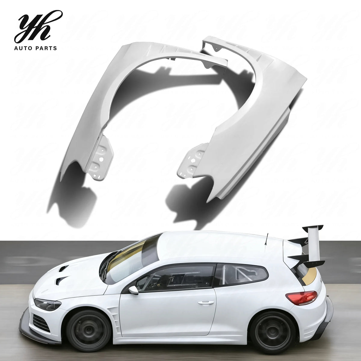 FOR Scirocco R Cup-Racing GT24 Style White High Quality Glass Fiber Vented Side Skirt for VW Golf 1985-1991