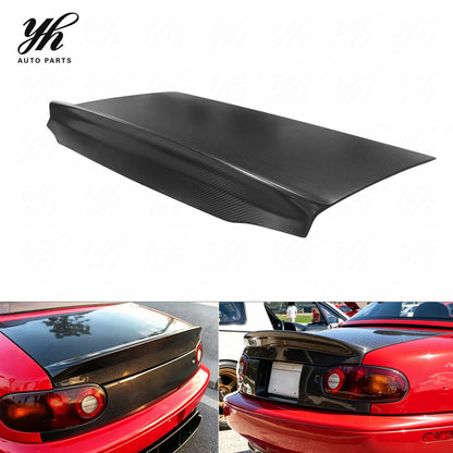 Glossy Carbon Fiber Trunk Lid with Integrated Ducktail Spoiler Boot Cover for Mazda Miata MX-5 MX5 NA 1989-1997