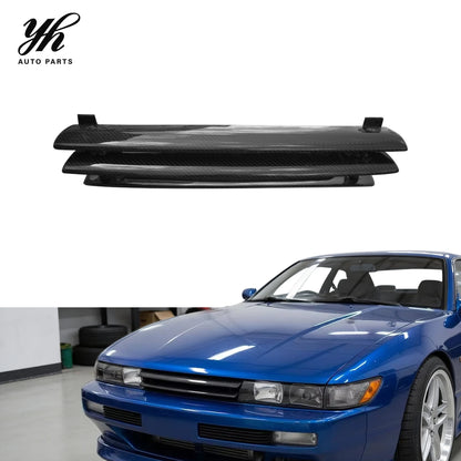 Glossy Carbon Fiber GTR Style Front Grille Radiator Mesh Vent for Nissan Skyline Silvia S13 PS13 1988-1993 Tuning