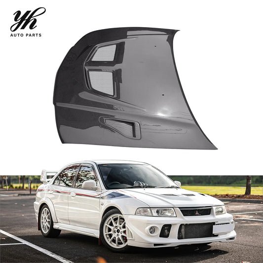 New for Evolution 5-6 OEM Style High Quality 3K Twill Weave Carbon Fiber Engine Hood