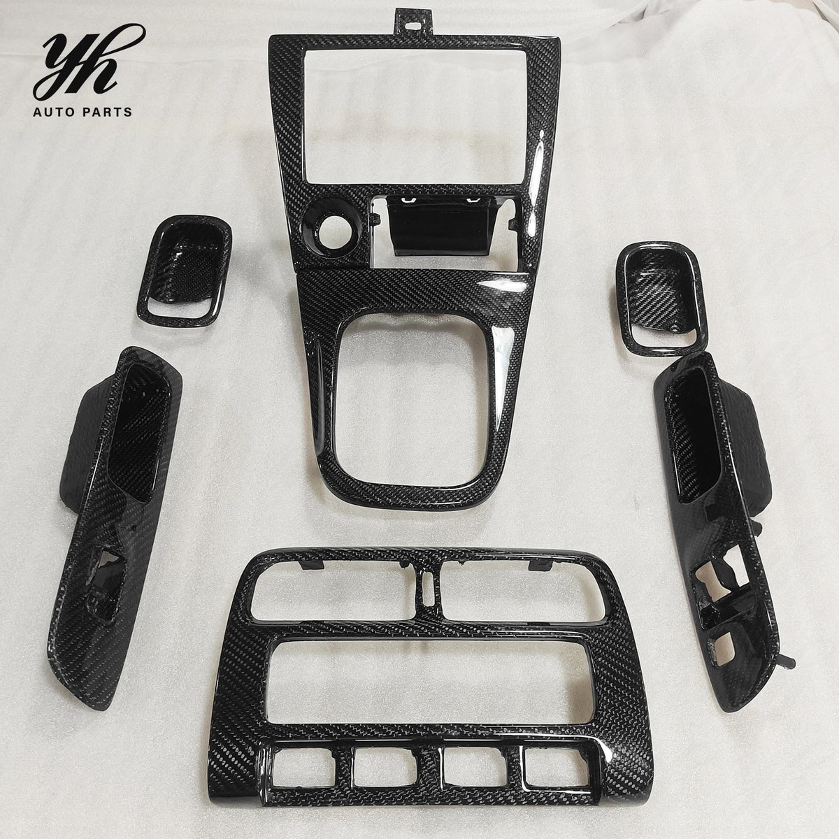 For 240SX S14 S14A Carbon Fiber Interior Trim Carbon Fiber Interior Set 7 PCS High Temperature Resistance Easy Installation