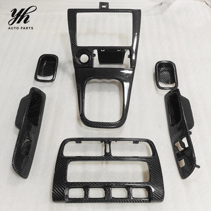 For 240SX S14 S14A Carbon Fiber Interior Trim Carbon Fiber Interior Set 7 PCS High Temperature Resistance Easy Installation