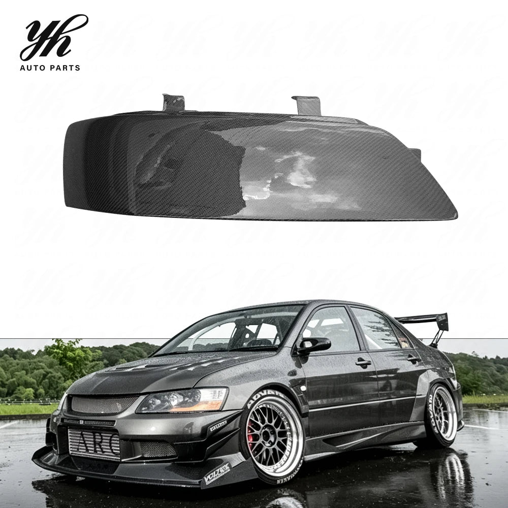Glossy Carbon Fiber Rear Headlight Covers LHS RHS Lamp Shell for Mitsubishi Lancer Evolution EVO 7 8 9 VII VIII IX CT9A Pair