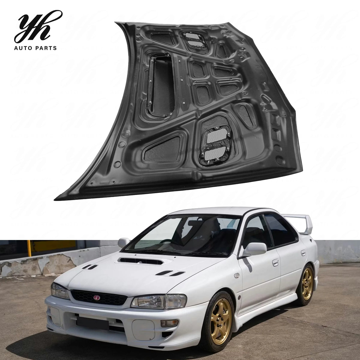CF Bonnet Hood with Vents for Carbon Fiber 1998-2000 Impreza WRX 6th GC8 STI