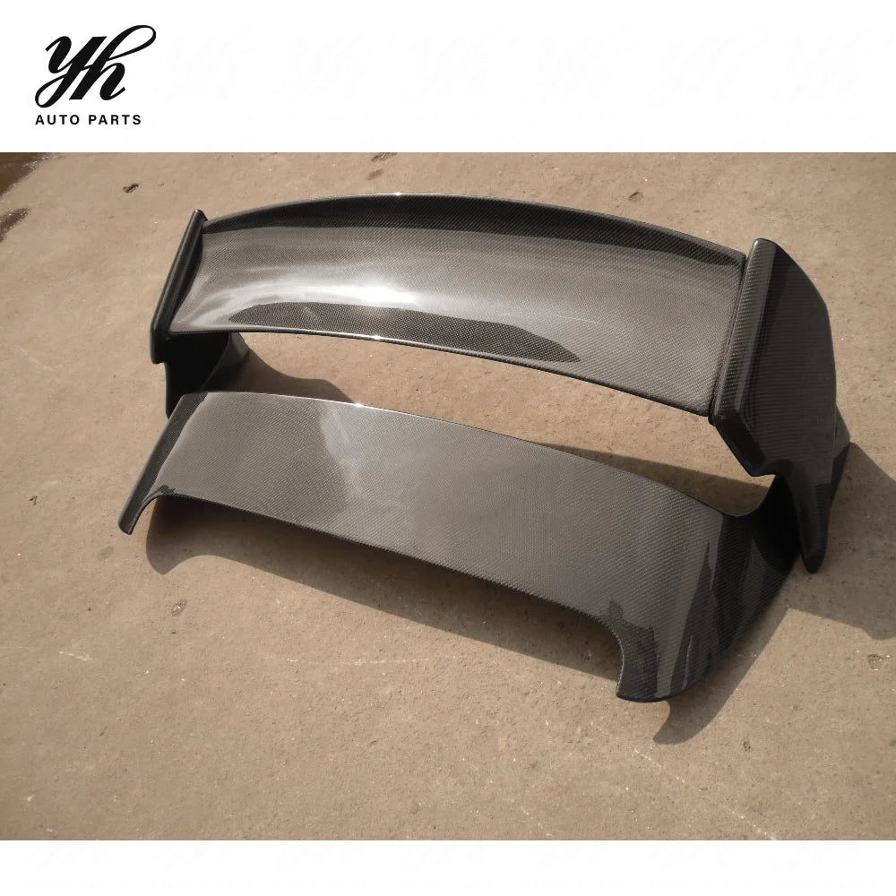 YH Carbon Fiber Black 3k Twill Weave High Gloss Rear Spoiler Double Decks for 2008-2010 Subaru Impreza GRB WRX STI