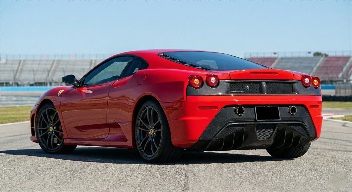 3K Twill Carbon Fiber Rear Bumper Garnish Exhaust Surround Bezel Replacement for Ferrari F430 Coupe Spider Tuning
