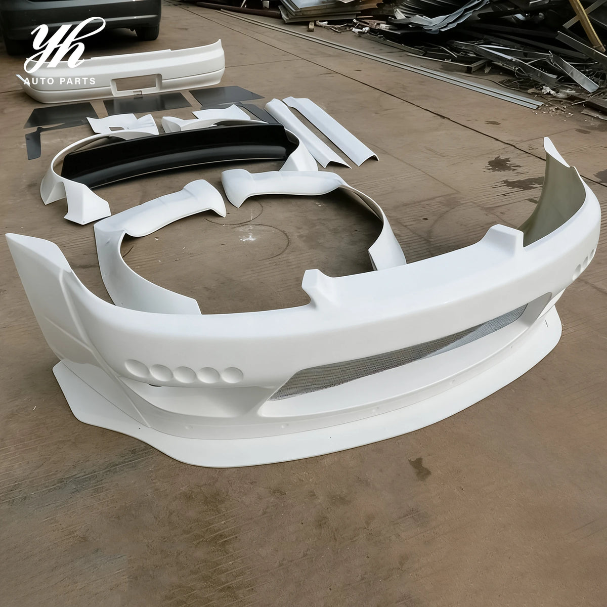 Rocket Bunny Style Unpainted FRP Widebody Kit Front Bumper Fender Flares Diffuser Spoiler for Nissan Silvia S15 Coupe